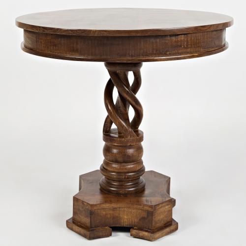 Global Archive Hand Carved Pedestal Table in Solid Mango Wood